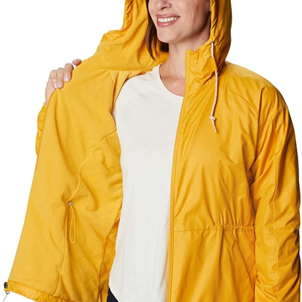 🆕 Columbia Women’s Side Hill Fleece Lined Windbreaker, Bright Gold, Medium. NWT
